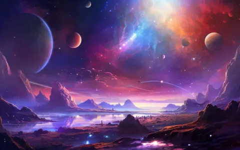 Galaxy Blue Water Red Star