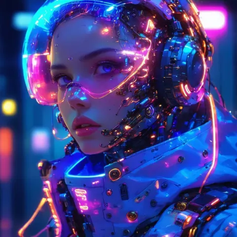 Neonpunk Magic Mechanic With Cybernetic Gadgets