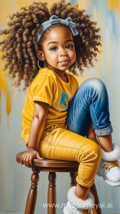African American Girl Curly Locs Portrait
