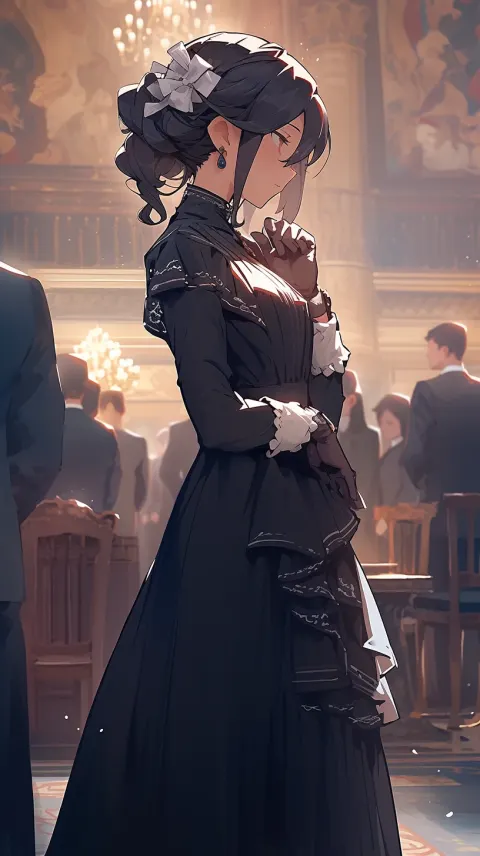 Victorian Woman Gothic Lace Contemplative Pose