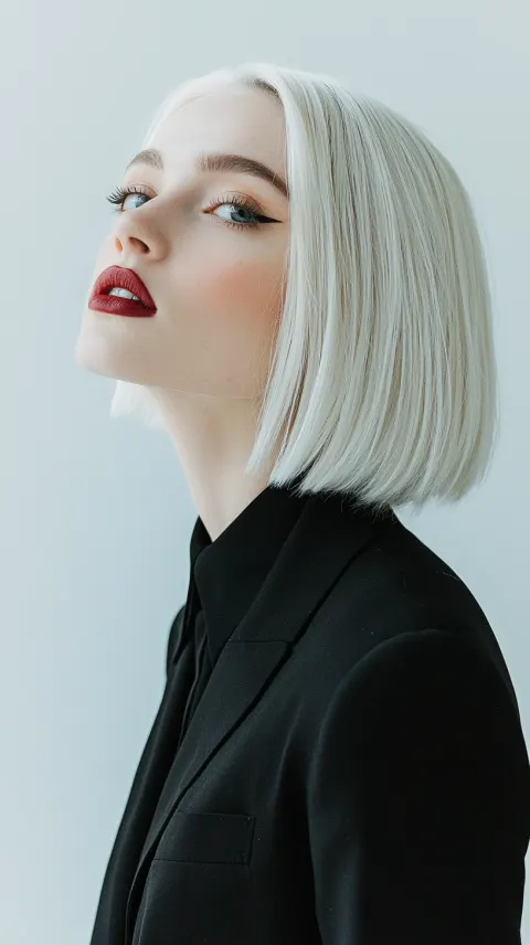 Fashion Portrait Platinum Blonde Minimalist Edgy
