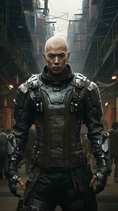 Cyberpunk Soldier Outdoor Arena Asian Wu