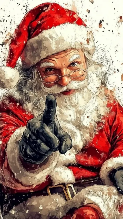 Santa Claus Christmas Card Sled