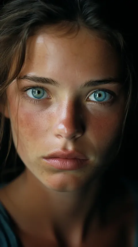 Woman Portrait Close-Up Natural Light Chiaroscuro