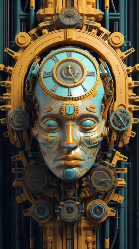 Head Clock Futuristic Contraptions Mechanized