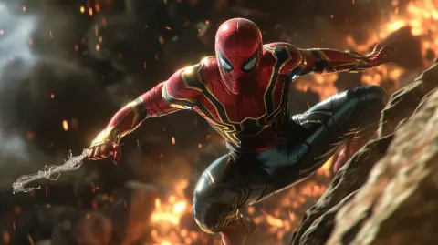 Spider-Man Iron Suit Combat Cinematic Shot
