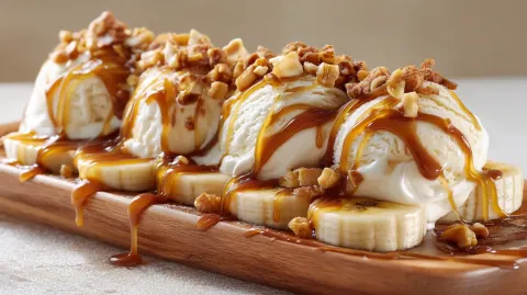Banana Split Dessert Close-Up Food Photography