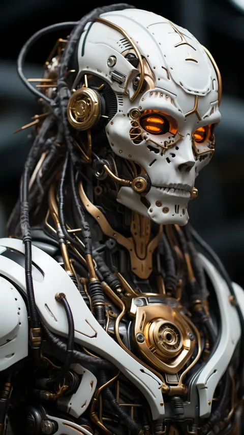 Cyborg Man Humanoid Electronic Brain Visible