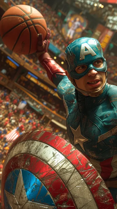 Captain America Basketball Dunk Scream Surreal