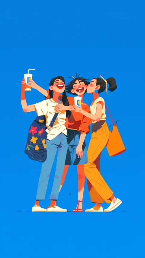 Asian People Drinking Bottle Vector Illustration