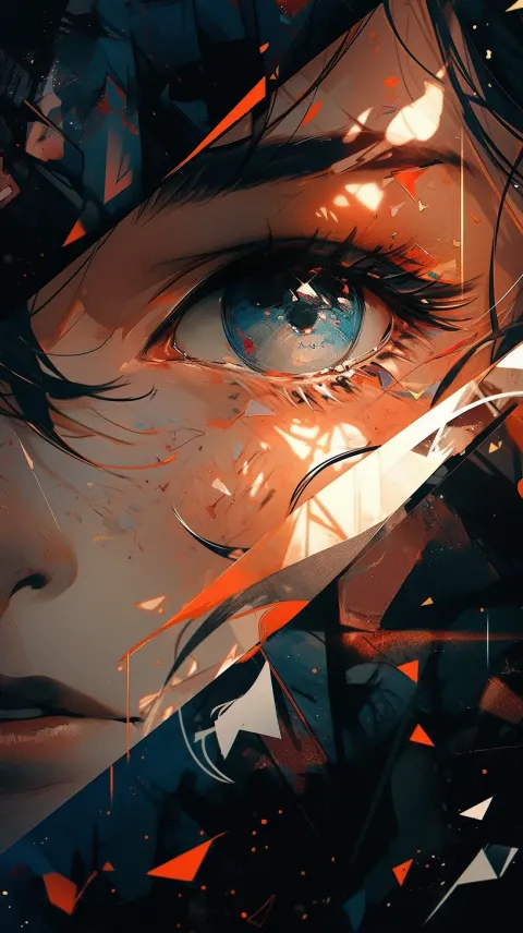 Woman Colorful Hair Cubist Shattered Planes