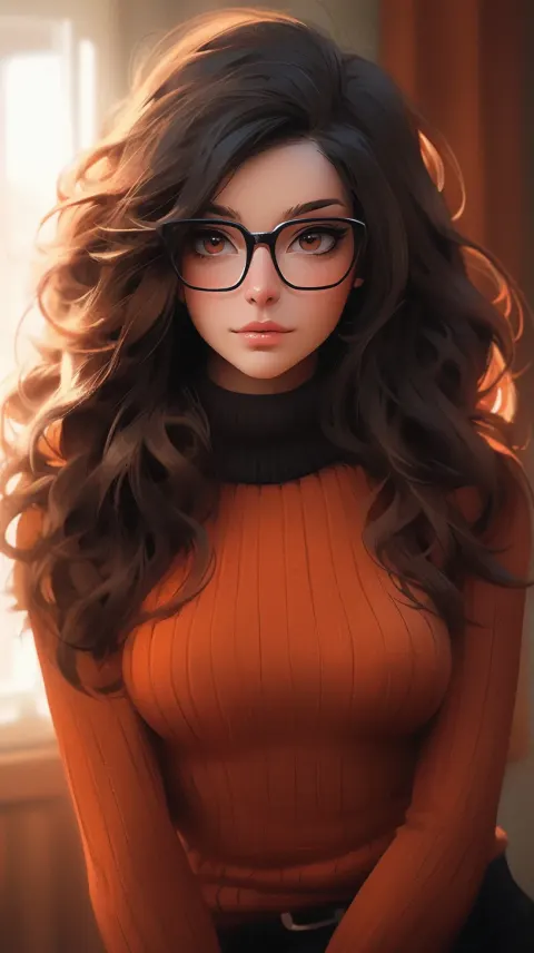 Goth Girl Velma Scooby-Doo Orange Top