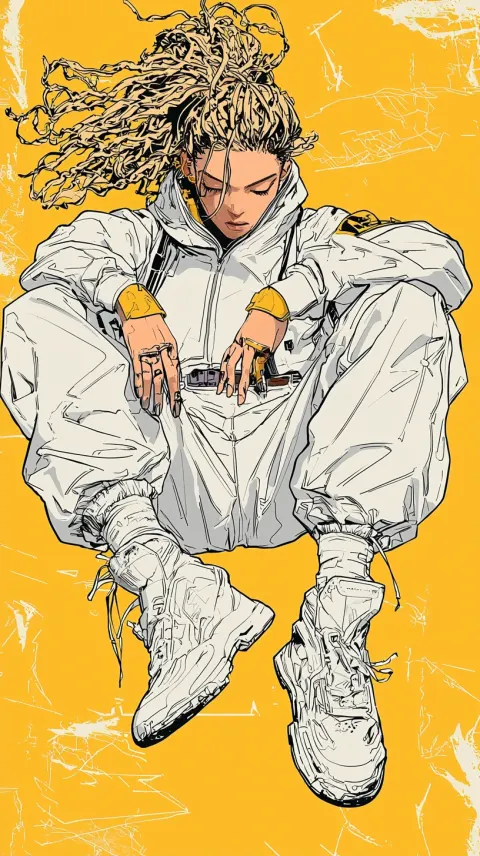 Woman Blonde Hair Techwear Anime Cyberpunk