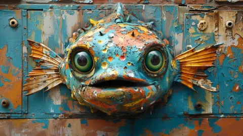 Blue Puffer Fish Graffiti Banksy New York