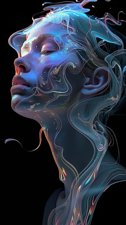 Woman Opalescent Hair Trippy Photography Ghostcore