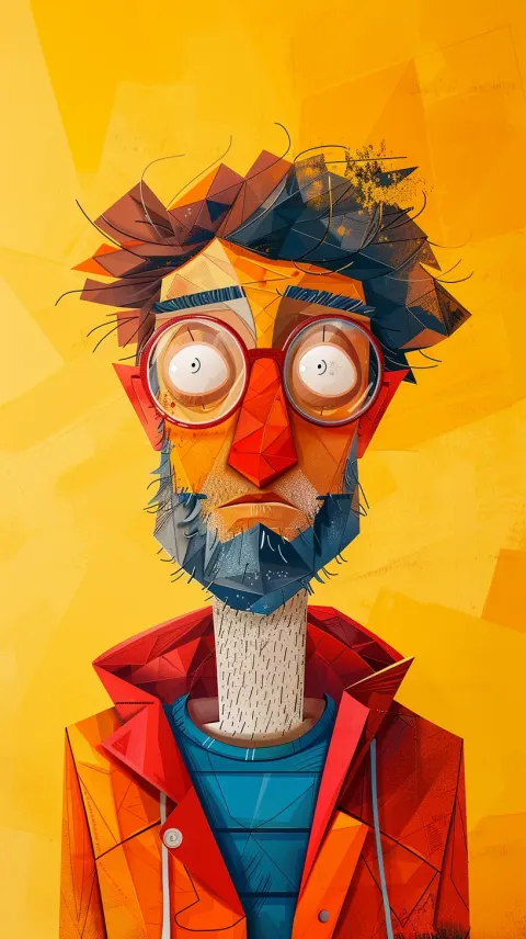 Colorful Illustrations Man Exaggerated Yellow Background
