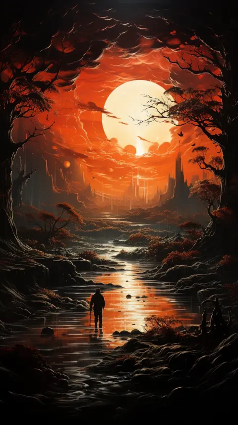 Man Pond Visionary Otherworldly Gigantic Scale