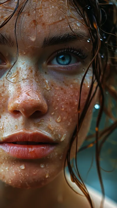Woman Blue Eyes Water Dystopian Realism