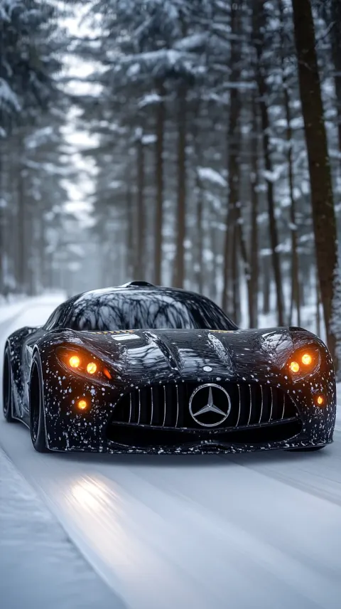 Luxury Sports Car Snow Highway