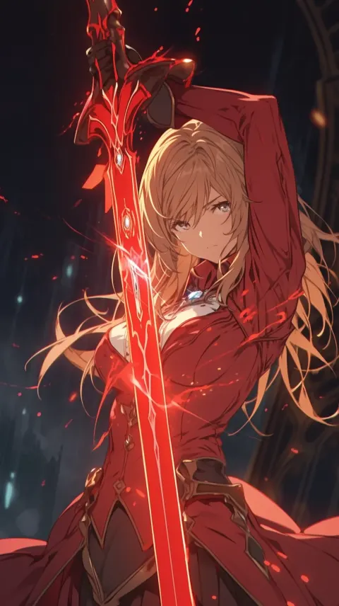 Anime Warrior Girl Glowing Battle