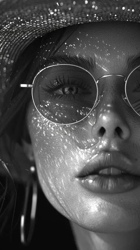 Woman Sunglasses Hat Black White