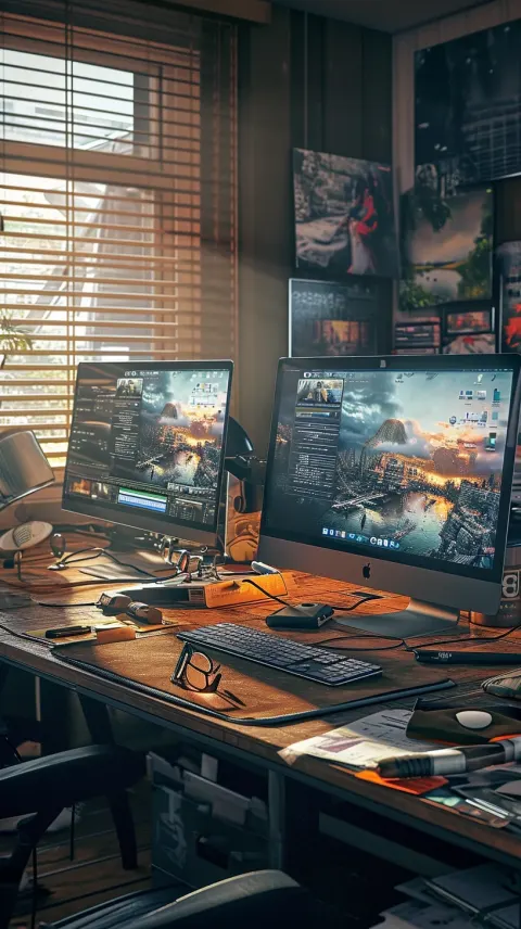 Desk Setup Computer Monitors Office