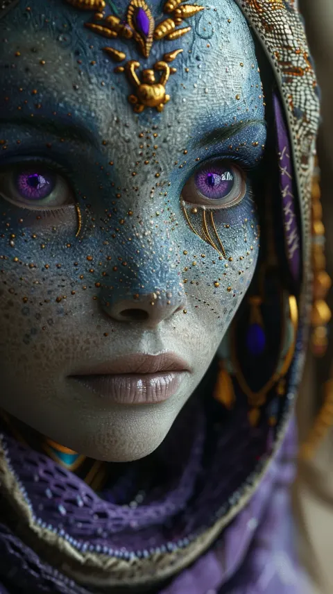 Alien Woman Purple Eyes Portrait