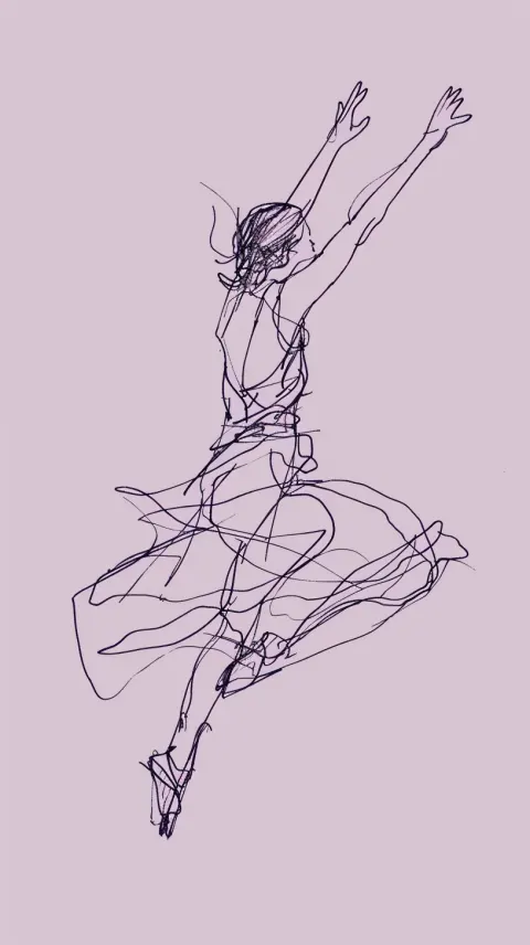 Dancer Leaping Minimalist Line Art