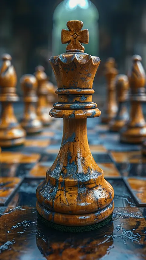 Chess Pieces Dramatic Lighting Close