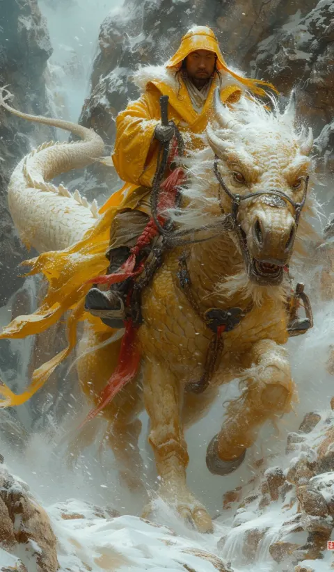 Horse Rider Dragon Art Scene
