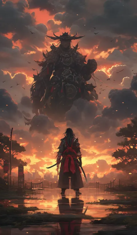 Samurai Sunset Japan Distant View