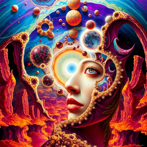 Fluorescent Vortex Fractal Hallucination