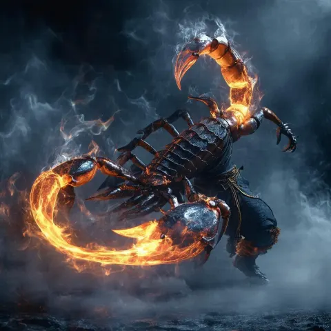 Scorpion Shrouded in Ethereal Mortal Kombat Flames