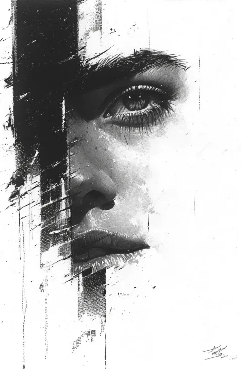 Abstract Black White Portrait