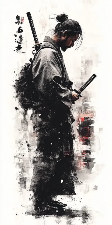 Japanese Black Brush Painting