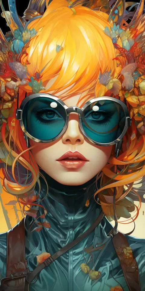 Girl Orange Hair Futuristic Art