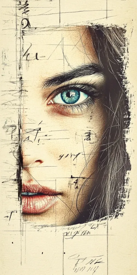 Woman Blue Eyes Charcoal Sketch