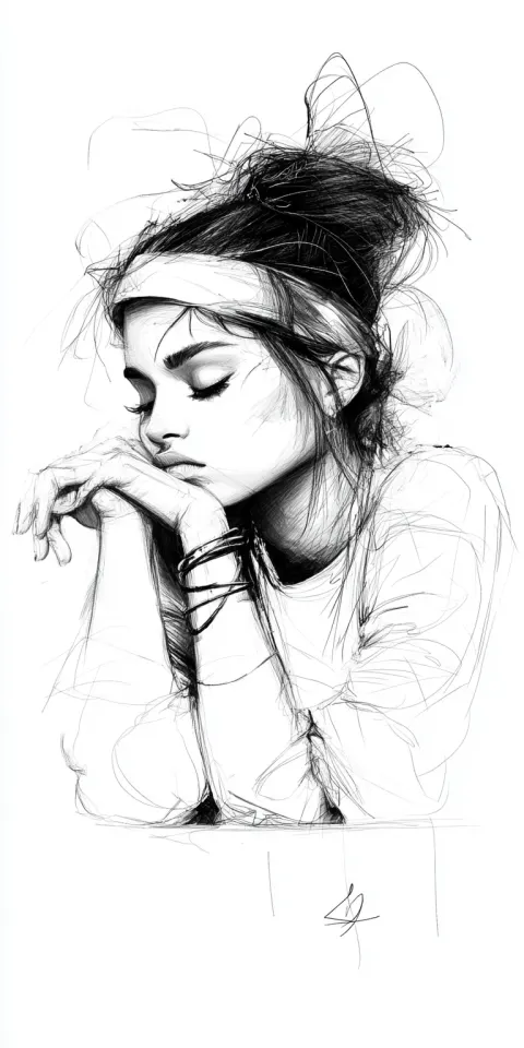 Woman Minimalist Line Sketch