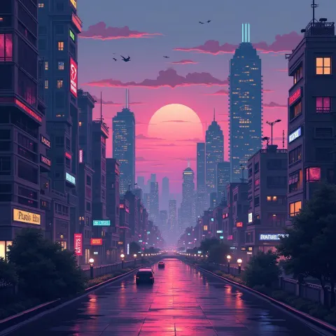 Sao Paulo 2070 in Neon Pixel Art