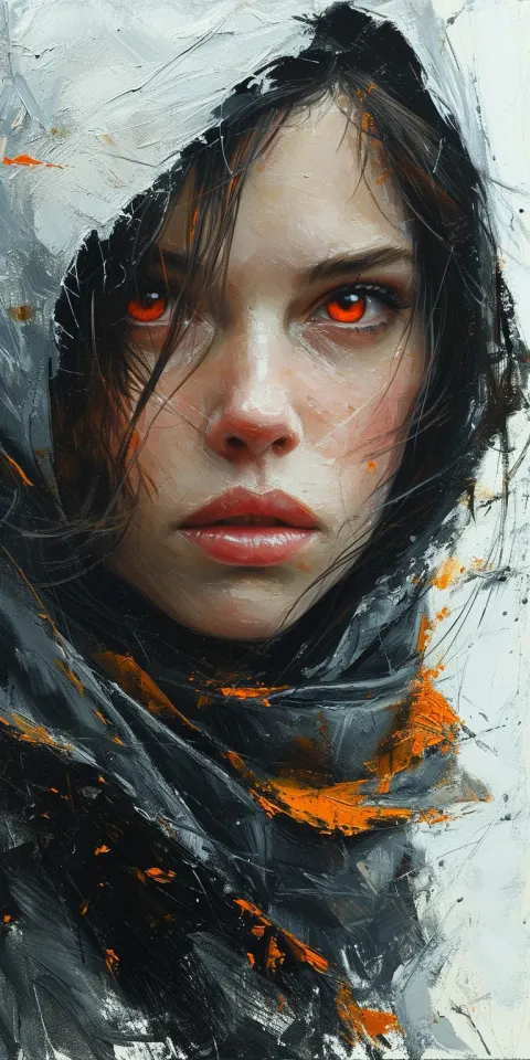 Woman Red Eyes Hood Portrait