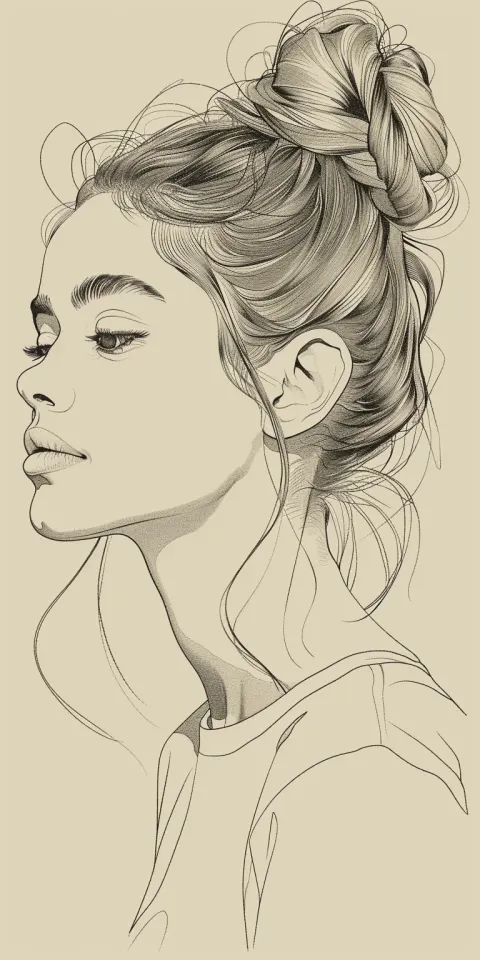 Woman Minimalist Sketch Drawing