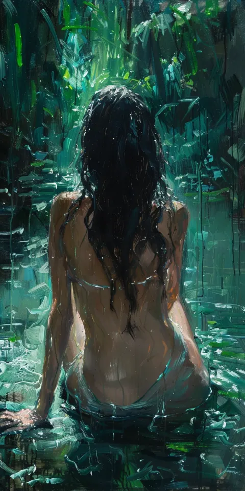 Woman Rainforest Impressionist Oil
