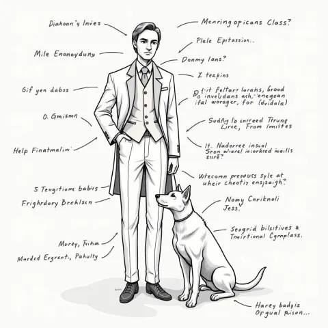 Miles Edgeworth and His Dog in Technical Ink