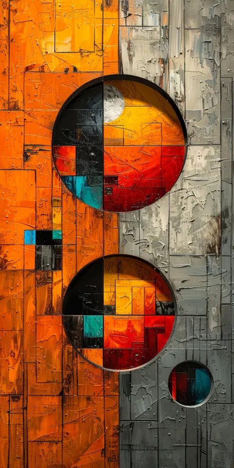 Abstract Orange Grey Bauhaus Painting