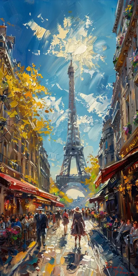 Paris Impressionist Oil Painting Sunny Day