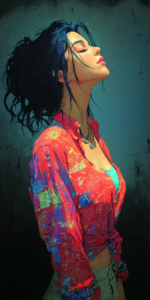 Watercolor Woman High-Contrast Realism Art