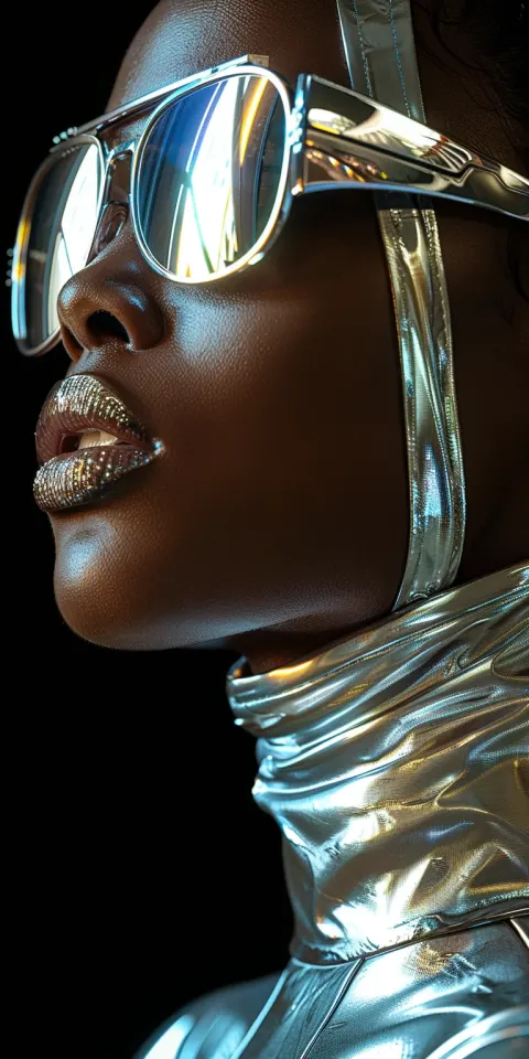 Android Woman Metallic Armor Portrait