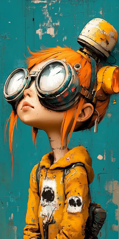 Orange Hair Girl Futuristic Digital Art