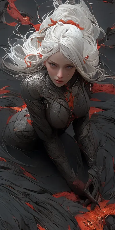 Metawoman Lava White Hair Red Eyes