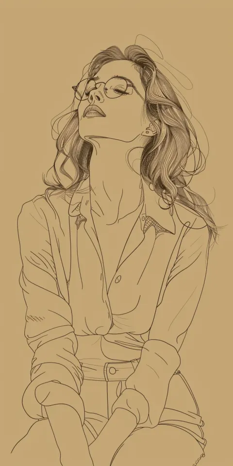 Woman Minimalist Sketch Symmetrical Abstract